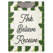 Groen Wit Geometrische Abstracte Kunst Klembord (Voorkant)