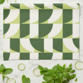 Groen Wit Geometrische Abstracte Kunst Theedoek (Gevouwen)