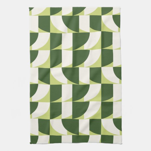 Groen Wit Geometrische Abstracte Kunst Theedoek (Verticaal)