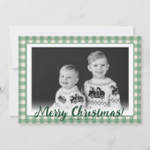 Groen & Wit Geplaagd Custom Foto Kerst Feestdagenkaart (Voorkant)