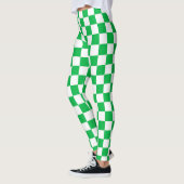 Groen wit geruit controlepatroon leggings (Links)