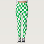 Groen wit geruit controlepatroon leggings<br><div class="desc">Groen en Wit Check Geruit Geometrische Vierkantjes Patroonontwerp</div>