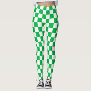 Groen wit geruit controlepatroon leggings