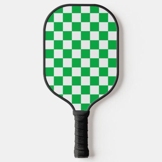 Groen wit geruit controlepatroon pickleball paddle (Voorkant)