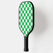Groen wit geruit controlepatroon pickleball paddle (Links)