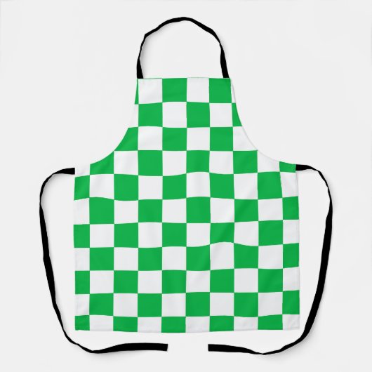 Groen wit geruit controlepatroon schort (Voorkant)