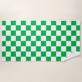 Groen wit geruit controlepatroon strandlaken