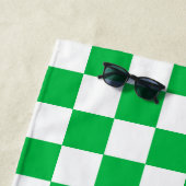 Groen wit geruit controlepatroon strandlaken (In situ)