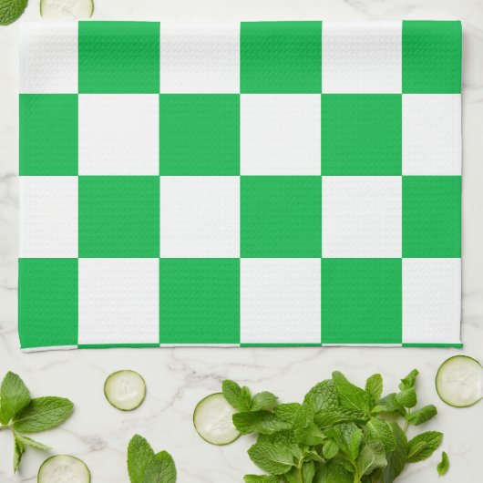 Groen wit geruit controlepatroon theedoek (Gevouwen)