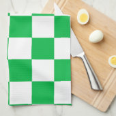 Groen wit geruit controlepatroon theedoek (Quarter Fold)