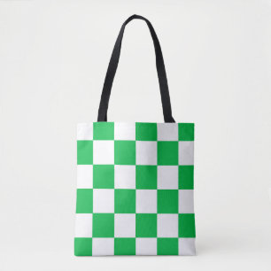 Groen wit geruit controlepatroon tote bag