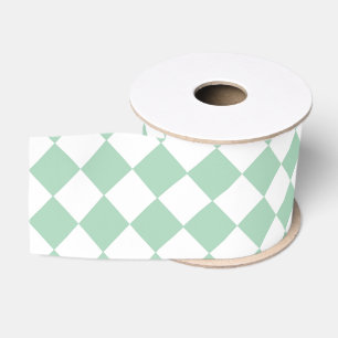 Groen Wit Geruit Diamant Patroon Grosgrain Lint