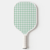 Groen Wit Geruit Diamant Patroon Pickleball Paddle (Achterkant)