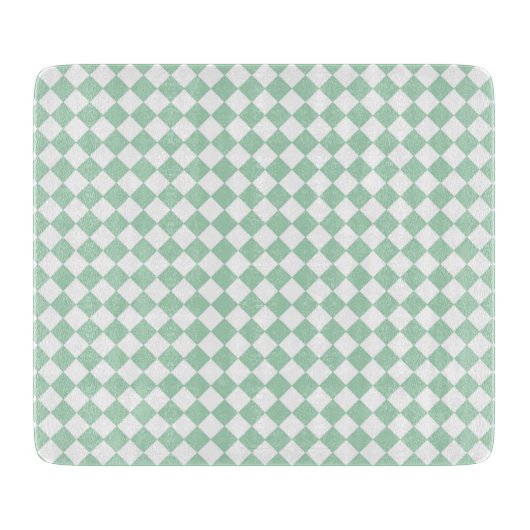 Groen Wit Geruit Diamant Patroon Snijplank (Voorkant)