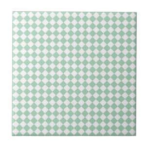 Groen Wit Geruit Diamant Patroon Tegeltje