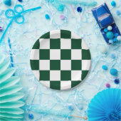 Groen/wit geruit papieren bordje (Feest)