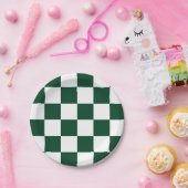 Groen/wit geruit papieren bordje (Feest)