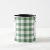 Groen & Wit Geruit Zwart Typografie Monogram Naam Mok (Midden)