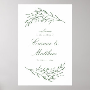 Groen & Wit Gestijlde Weide Trouw Welkom Poster