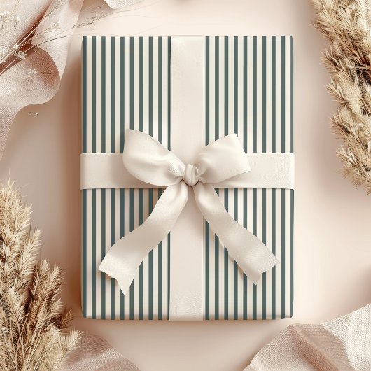 Groen/wit Gestreept Elegant Inpakpapier