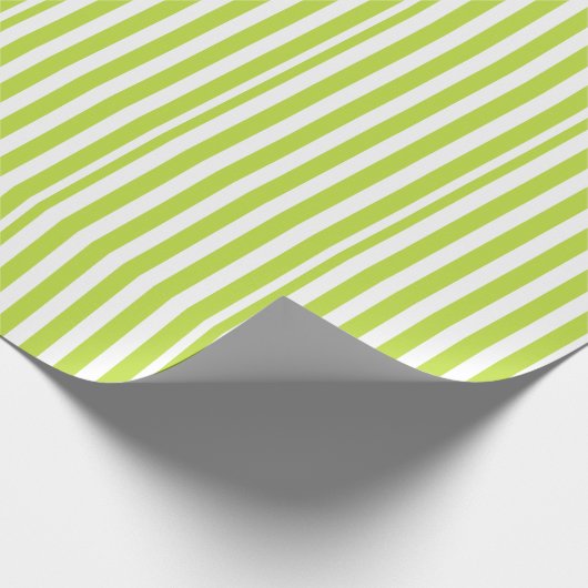 Groen wit gestreept partijpatroon cadeaupapier (Hoek)