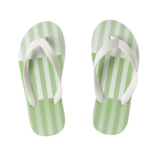 Groen wit gestreept patroon kinder teenslippers (Voetbed)