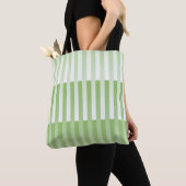 Groen wit gestreept patroon tote bag (Dichtbij)