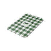 Groen wit Gingham geplakt patroon monogram Badmat (Gekanteld)