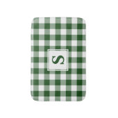 Groen wit Gingham geplakt patroon monogram Badmat (Voorkant Verticaal)