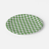 Groen wit gingham gepset geborduurd patroon papieren bordje (Gekanteld)