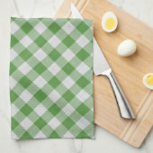 Groen wit gingham gepset geborduurd patroon theedoek (Quarter Fold)