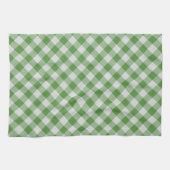 Groen wit gingham gepset geborduurd patroon theedoek (Horizontaal)