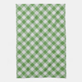 Groen wit gingham gepset geborduurd patroon theedoek (Verticaal)
