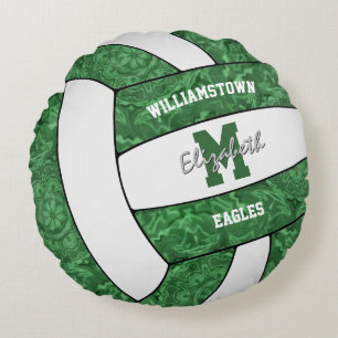 Groen Wit Girly Sport Volleybal Team Kleuren Rond Kussen
