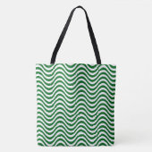 Groen & Wit Golvende Strepen Psychedelic Hypnotic Tote Bag (Voorkant)