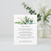 Groen Wit Goud Botanische bruiloft Gastgegevens Informatiekaartje (Staand voorkant)