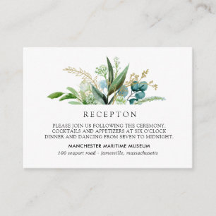 Groen Wit Goud Botanische Huwelijksreceptie Informatiekaartje