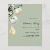 Groen wit goud decor Kerstfeest uitnodiging (Voorkant)