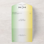 Groen Wit & Goud Jamaica Moderne foto bruiloft All In One Uitnodiging (Buitenkant)