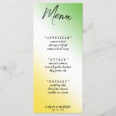 Groen Wit & Goud Jamaicaanse Diagonal Ombre Bruilo Menu (Voorkant)