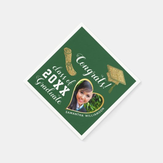 Groen Wit Goud Klasse 2025 Afstudeerder Foto Afstu Servet (Hoek)
