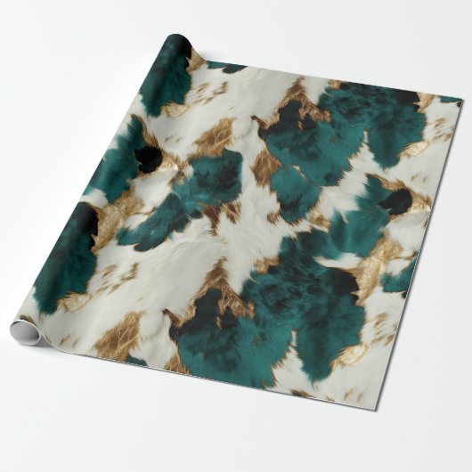 Groen Wit Goud Luipaard Cadeaupapier (Uitgerold)
