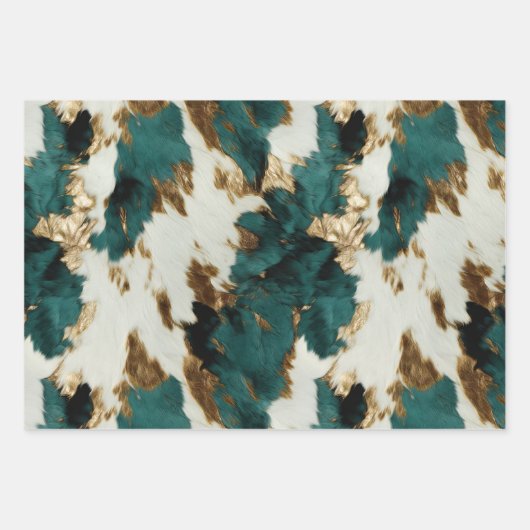 Groen Wit Goud Luipaard Inpakpapier Vel (Voorkant 2)
