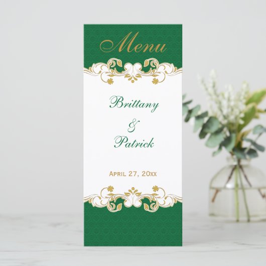 Groen Wit Goud Rollen, Shamrocks Menu Kaart (Staand voorkant)