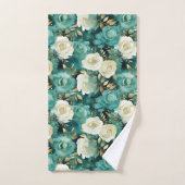 Groen Wit Goud Roos Bloemen Bad Handdoek (Handdoek)