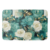 Groen Wit Goud Roos Bloemen Badmat (Voorkant)
