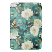 Groen Wit Goud Roos Bloemen Badmat (Voorkant Verticaal)