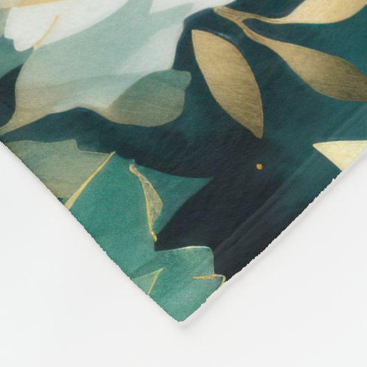 Groen Wit Goud Roos Bloemen Fleece Deken (Hoek)