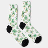 Groen Wit Goud Shamrocks St. Patrick's Day Sokken (Rechts)
