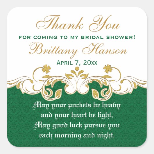 Groen Wit Goud Shamrocks Vrijgezellenfeest Sticker (Voorkant)